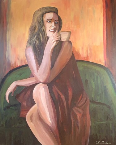 Painting titled "Pause café" by Jean-Marie Cluchier, Original Artwork, Acrylic