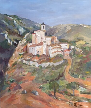 Painting titled "Le village perché" by Jean-Marie Cluchier, Original Artwork, Acrylic