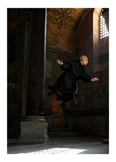 Arte digitale intitolato "The Flying Monk" da Jean-Marie Gitard (Mr STRANGE), Opera d'arte originale, Fotomontaggio