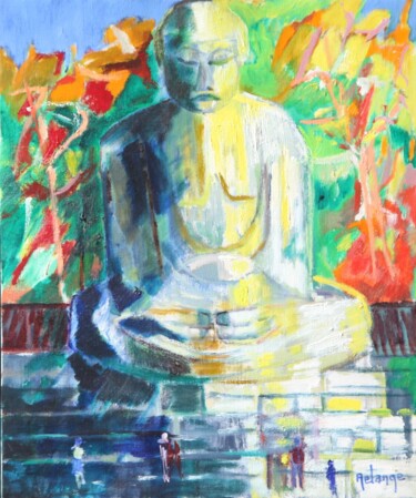 Pintura titulada "Bouddha" por Jean-Maxime Relange, Obra de arte original, Oleo Montado en Bastidor de camilla de madera