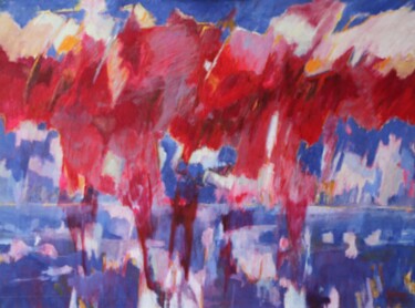 Pintura titulada "Ciel rouge" por Jean-Maxime Relange, Obra de arte original, Oleo Montado en Bastidor de camilla de madera