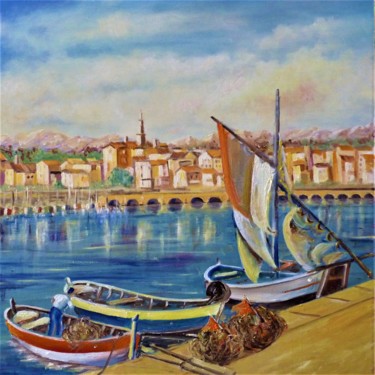 Peinture intitulée "retour au port" par Jean Gaborieau, Œuvre d'art originale, Huile