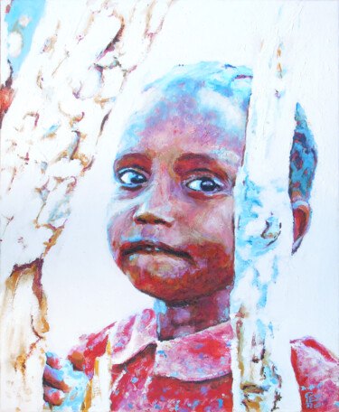 Peinture intitulée "Petite fille avec r…" par Jean-Michel Goletto, Œuvre d'art originale, Huile