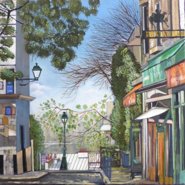 Peinture intitulée "balade a montmartre" par Jean-Michel Yon, Œuvre d'art originale, Huile Monté sur Châssis en bois