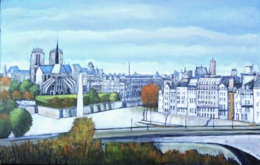 Malerei mit dem Titel "Paris la seine" von Jean-Michel Yon, Original-Kunstwerk, Öl Auf Keilrahmen aus Holz montiert