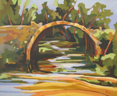 Картина под названием "Juvignac, le pont r…" - Jean-Noël Le Junter, Подлинное произведение искусства, Масло Установлен на Де…