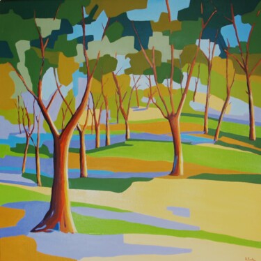 제목이 "L'appel de la forêt"인 미술작품 Jean-Noël Le Junter로, 원작, 기름 나무 들것 프레임에 장착됨