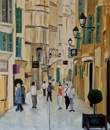 Painting titled "Rue de la bonneteri…" by Jean Noel Remy, Original Artwork, Oil Mounted on Wood Stretcher frame