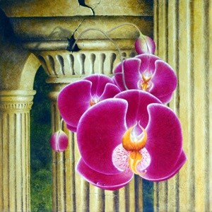 Pintura intitulada "orchidée" por Jean-Noël Riou, Obras de arte originais