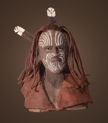 Sculptuur getiteld "Indien Maori" door Jean Paul Constant, Origineel Kunstwerk, Terra cotta