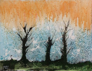 Painting titled "Trois Arbres" by Gipéhel, Original Artwork, Acrylic