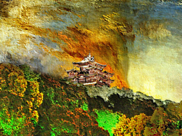 Photographie intitulée "hangzou-pagode-ciel…" par Jean-Paul Martin, Œuvre d'art originale