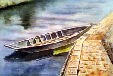 Peinture intitulée "A quai." par Jean-Paul Ramon, Œuvre d'art originale, Aquarelle