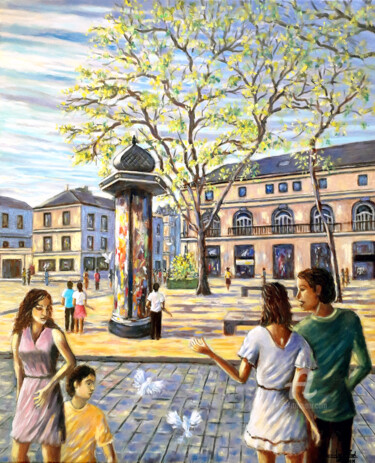 Картина под названием "Promenade printaniè…" - Jean-Paul Ramon, Подлинное произведение искусства, Масло Установлен на Деревя…
