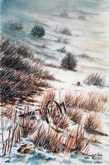 Картина под названием "Vent d'hiver" - Jean-Paul Ramon, Подлинное произведение искусства, Акварель