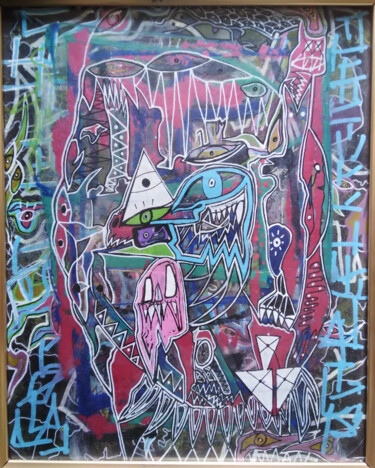 Schilderij getiteld "Ghost writing" door Jean Philippe Desmoulins, Origineel Kunstwerk, Gelpen