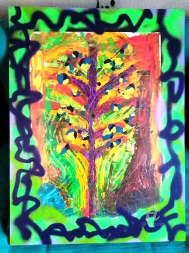 제목이 "Lilac Forest"인 미술작품 Jean Philippe Desmoulins로, 원작, 기름 유리에 장착됨