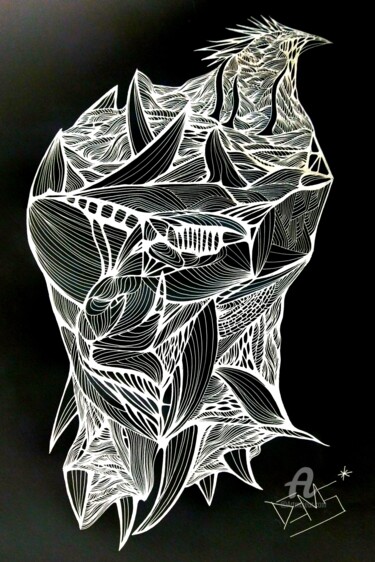 Фотография под названием "Batou/Black serie" - Jean Philippe Desmoulins, Подлинное произведение искусства, Шариковая ручка