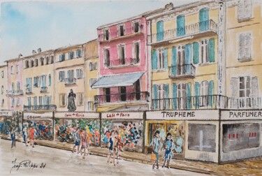 绘画 标题为“Le quai Jean Jaurès…” 由Jean-Philippe Guffroy, 原创艺术品, 水彩