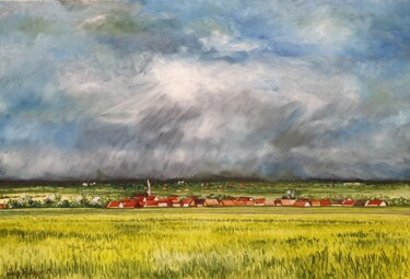 Peinture intitulée "Paysage Flamand" par Jean-Philippe Guffroy, Œuvre d'art originale, Huile Monté sur Châssis en bois