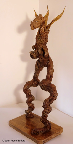 Sculptuur getiteld "Reine Écorchée" door Jean-Pierre Beillard, Origineel Kunstwerk, Hout