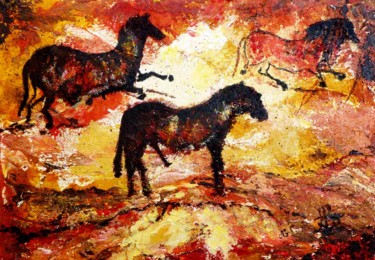 Peinture intitulée "Lascaux Cheval Heur…" par Jean-Pierre Beillard, Œuvre d'art originale, Acrylique