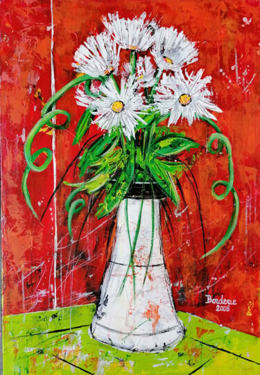 Peinture intitulée "Le vase blanc" par Jean-Pierre Borderie, Œuvre d'art originale, Acrylique Monté sur Châssis en bois