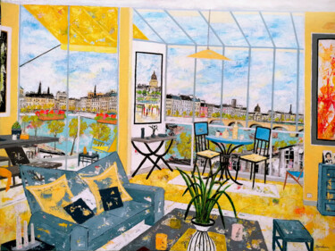 Painting titled "De la terrasse à la…" by Jean-Pierre Borderie, Original Artwork, Acrylic Mounted on Wood Stretcher frame