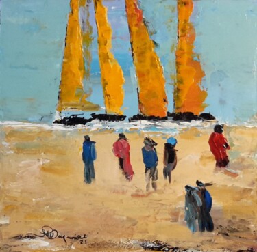 Peinture intitulée "Les voiles jaunes." par Jean-Pierre Duquaire, Œuvre d'art originale, Acrylique Monté sur Châssis en bois