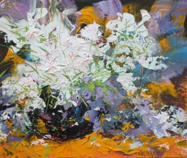 Painting titled "Le bouquet blanc au…" by Jean-Pierre Duquaire, Original Artwork, Acrylic