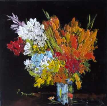 Pintura intitulada "Fleurs du jardin" por Jean-Pierre Duquaire, Obras de arte originais, Óleo Montado em artwork_cat.