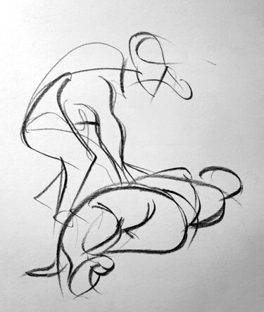 Dessin intitulée "Fin de sieste" par Jean-Pierre Emond, Œuvre d'art originale, Graphite