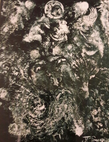 「PANDORA(Sous titre)…」というタイトルの絵画 Jean-Pierre Fouqueによって, オリジナルのアートワーク, アクリル ウッドストレッチャーフレームにマウント