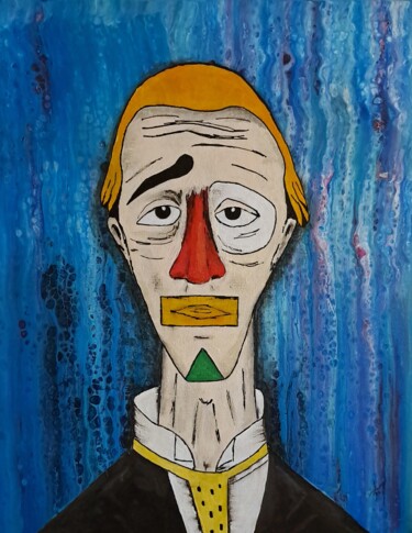 Картина под названием "Clown" - Jean Pierre Fourrey, Подлинное произведение искусства, Акрил