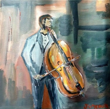 Painting titled "LE VIOLONCELLE" by Jean Pierre Jumeaux, Original Artwork, Oil