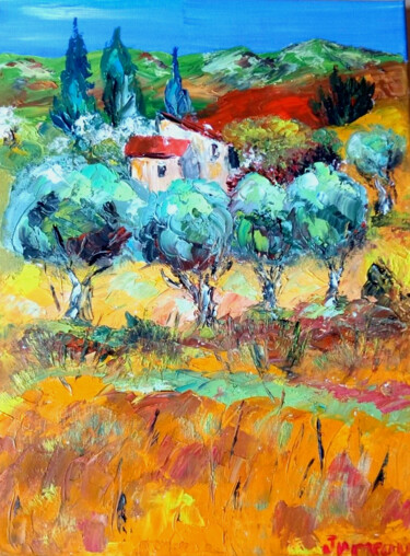 Peinture intitulée "PROVENCE LUBERON LE…" par Jean Pierre Jumeaux, Œuvre d'art originale, Huile Monté sur Châssis en bois