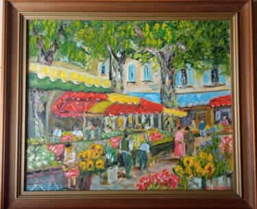 Painting titled "MARCHE ISLE SUR LA…" by Jean Pierre Jumeaux, Original Artwork, Oil Mounted on Wood Stretcher frame