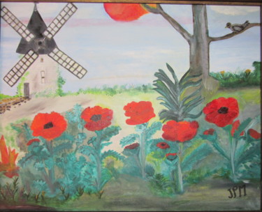 Peinture intitulée "COQUELICOTS OU PAVO…" par Jean Pierre Maître, Œuvre d'art originale, Acrylique Monté sur Châssis en bois