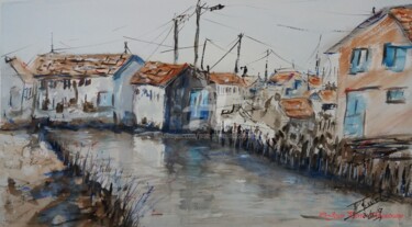 Peinture intitulée "Maisons de pêcheurs…" par Jean-Pierre Missistrano, Œuvre d'art originale, Aquarelle