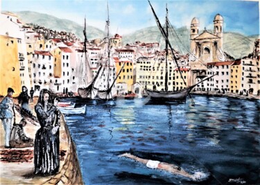 Pittura intitolato "Le Bastia de "pépé"" da Jean-Pierre Missistrano, Opera d'arte originale, Acquarello