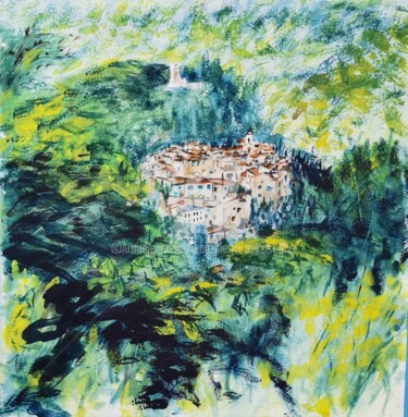 Картина под названием ""Chateaudouble, vil…" - Jean-Pierre Missistrano, Подлинное произведение искусства, Акварель
