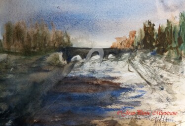 Peinture intitulée "Le second pont de J…" par Jean-Pierre Missistrano, Œuvre d'art originale, Aquarelle