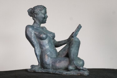 Sculpture titled "Lectrice n°2" by Jean Pierre Picheny, Original Artwork, Bronze