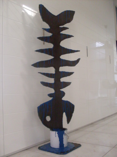 Scultura intitolato "fishbone." da Jean-Pierre Pinto, Opera d'arte originale, Metalli