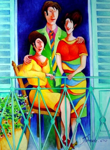 Peinture intitulée "Le Balcon" par Jean Pierre Poveda, Œuvre d'art originale, Huile