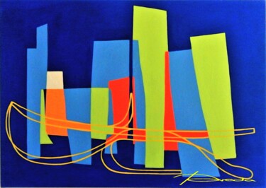 Peinture intitulée "La ville" par Jean Pierre Poveda, Œuvre d'art originale, Acrylique