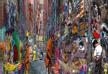 Digitale Kunst mit dem Titel "graffitis street" von Jean Pierre Rizzo, Original-Kunstwerk, Digitale Malerei