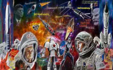 Digitale Kunst mit dem Titel "Space Race" von Jean Pierre Rizzo, Original-Kunstwerk, Digitale Malerei