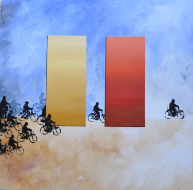 Painting titled "Tout va à vélo" by Jean Pierre Tachon, Original Artwork, Acrylic