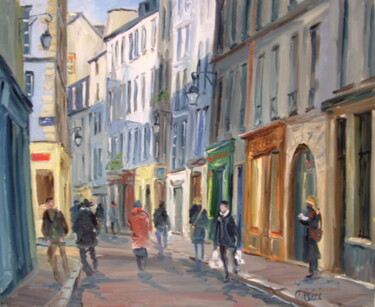 Pittura intitolato "Rue-des-rosiers-Par…" da Jean Quéméré, Opera d'arte originale, Olio